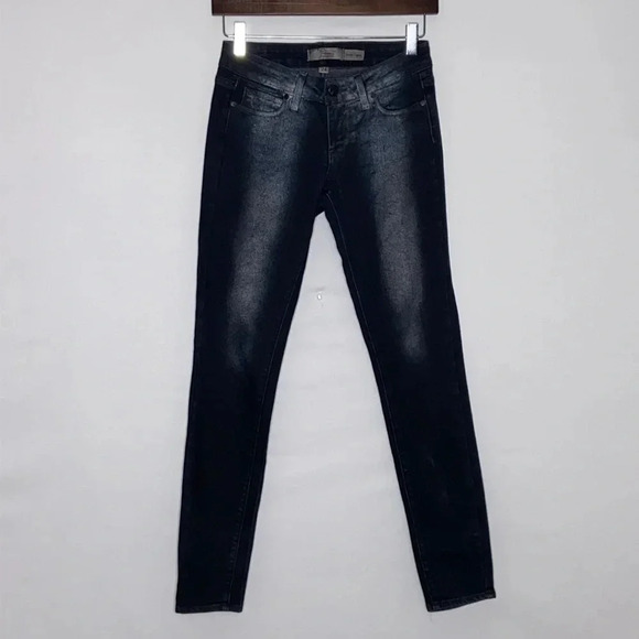 PAIGE Denim - Paige Verdugo Jegging Low Rise Black with Silver Overwash - Size 24